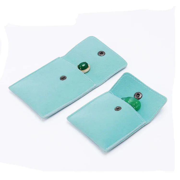 Hot Sale Custom Mini Suede Jewelry Packing Pouch 9*7 Button Logo Printed Storage Bag for Jewelry Container