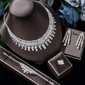 Hot Selling 4pcs Exquisite Dubai Full Diamond Banquet Proposal Bride Necklace Earrings Jewelry Set