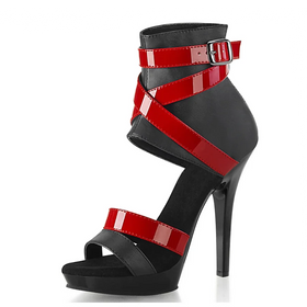 Red Tape Thin Heel 13 cm High Heels Model Show Large Shoes Pole Dance Striptease Shoes Summer Leaky Toe Platform Shoes