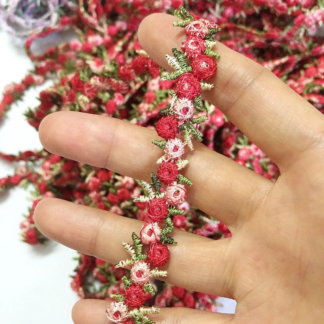 Hot Selling Multi Colors Water-soluble Embroidery Floral Lace Trim LT2603B