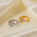New Arrival Minimalist 18K Gold Plated Pave Zircon Open Ring Gift Stainless Steel Cubic Zirconia Cross Stacking Rings