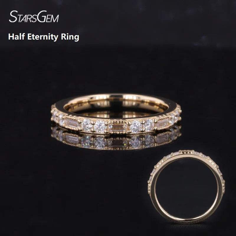Starsgem Wholesale Beautiful Jewelry White Yellow Rose Eternity Silver Gold Moissanite Lab Grown Stone Rings
