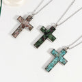 Fashion Christian Catholic Resin Cross Pendant Natural Stone Crystal Cross Necklace for Lady