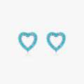 Pure 925 Sterling Silver Vintage Turquoise Heart Stud Earrings for Women