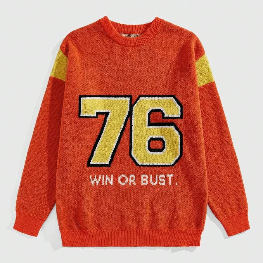Custom Design logo Knit Pullover Top Knitwear Jumper Crew Neck Jacquard Long Sleeve  Knitted Jerseys Men Cotton Sweater