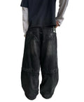 OEM 100% Cotton Faded Distressed Oversized Baggy Acid Washed Pants Men's Vintage Patches Skate Fit Jeans Men's Denim Pants