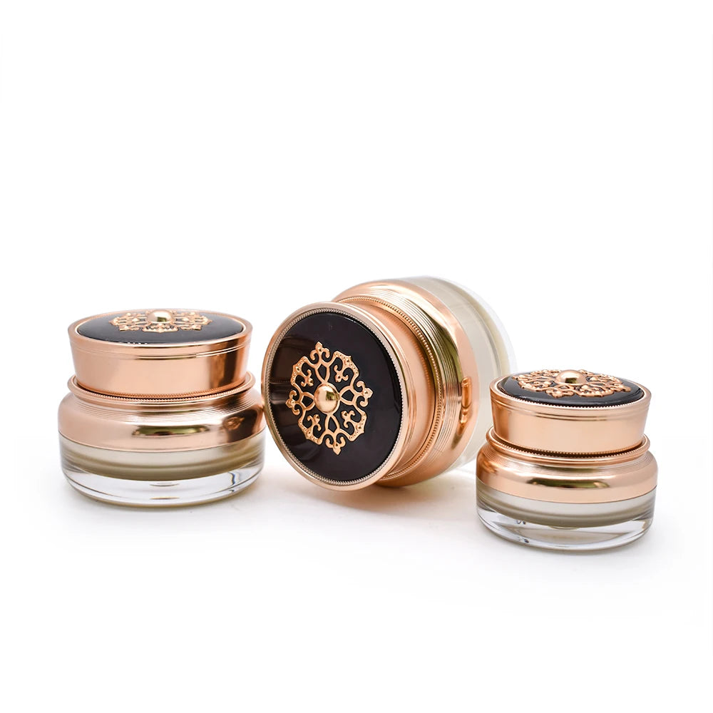 High-end Acrylic Airless Plastic Jars 15ml-120ml Screw Top Gold Luxury Cosmetic Containers for Lotion Eye Cream Skin Care Serum