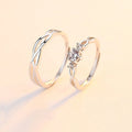 925 Sterling Silver Adjustable Couple Rings With Zircon Ring for Wedding Engagement Jewelry