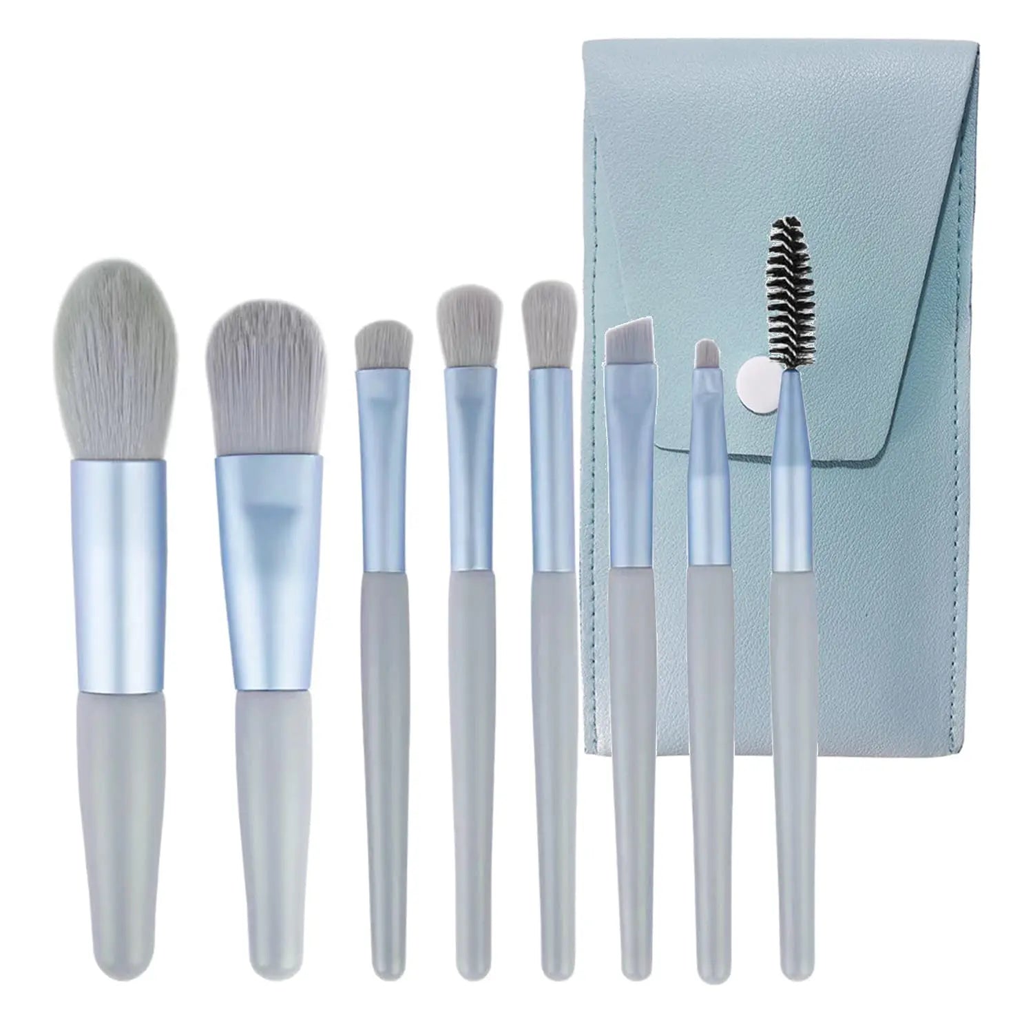 Customizable Color Travel Makeup Brush Set 8 Pieces with Aluminum Ferrule-Concealer Eye Shadow Eye Liner & More