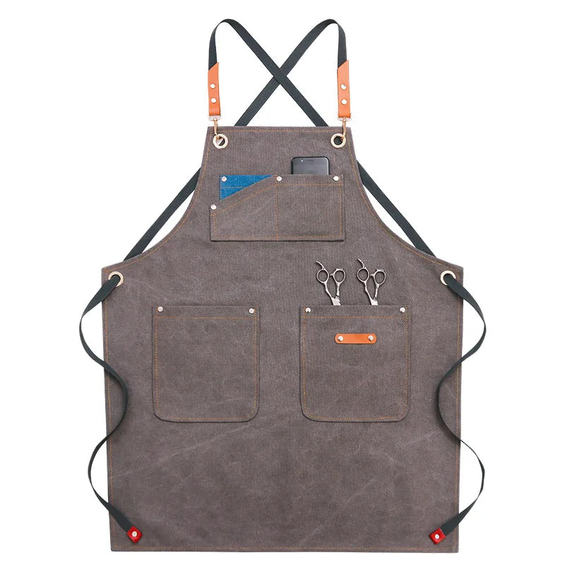 Custom Best Adjustable  Bar Barista Work Cowboy Denim Aprons With Pockets