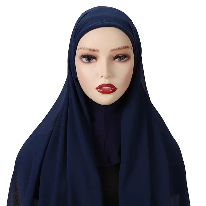Luxury Women's Headscarf Hijab Scarf Cap Fashion Muslim Arab Plain Chiffon Scarves Shawls Head Accessories Hijab Cap for Women