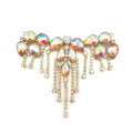 Wholesale Handmade Sew-on Tassel Resin Rhinestone Patches Iridescent AB Decorative Rhinestone Applique for Garment Creation