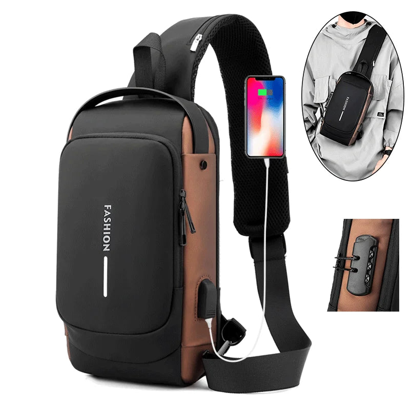 2025 Summer Fashion Waterproof USB Men CrossBody Sling Bag Anti Theft Chest Shoulder Bag Made Durable Bag