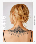Lotus Big Flowers Henna Style Water Transfer Lasting 15 Days Semi Permanent Tattoo Sticker Super Big Size Back Breast-Temporary
