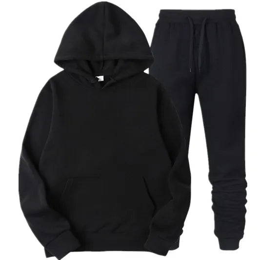 Wholesale Streetwear Plain Polyester Custom LOGO Men's Hoodie Sport Puller Set Suit