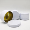 8oz Empty Round 8 oz White  Metal Candle Tin Can/Jar/Container With Lid