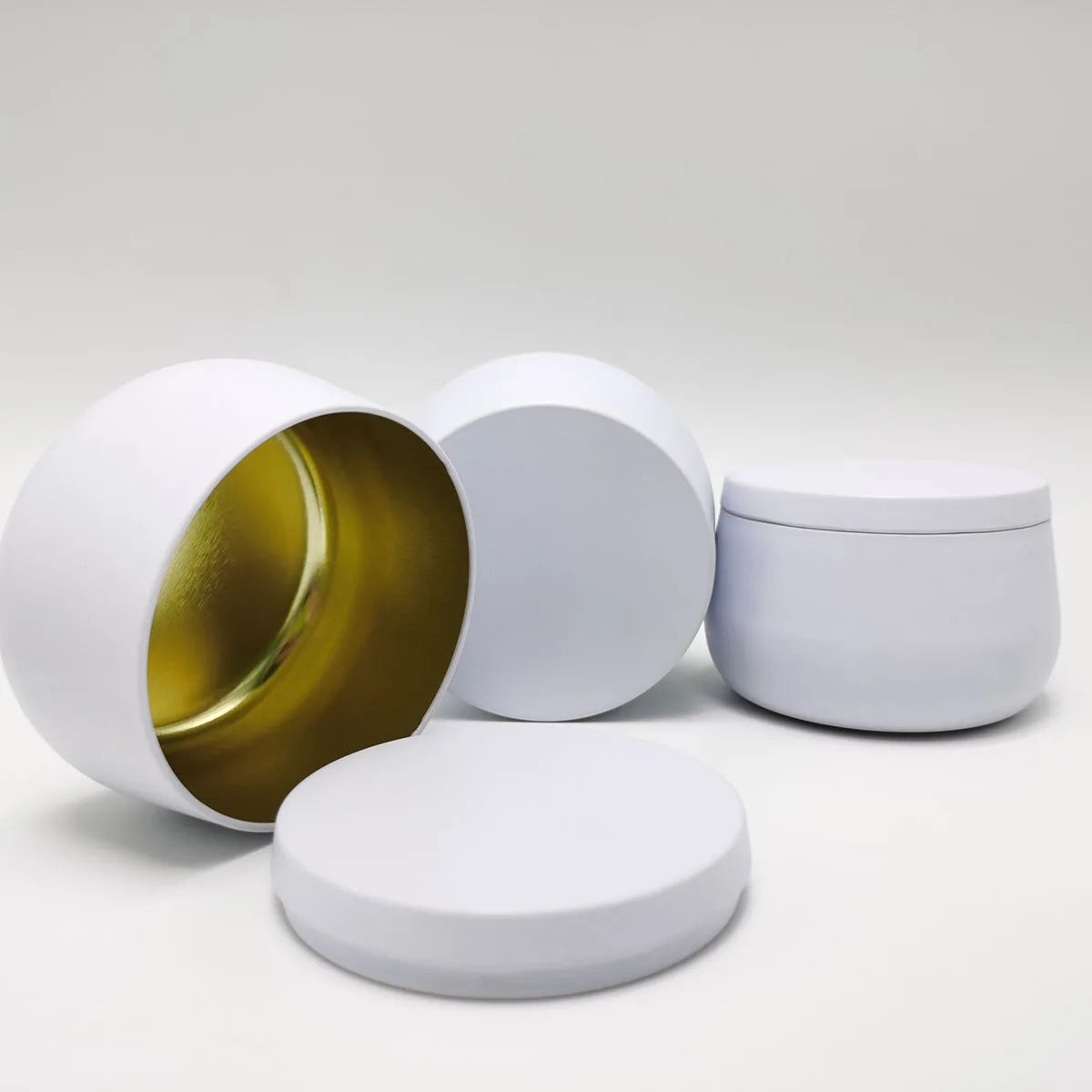 8oz Empty Round 8 oz White  Metal Candle Tin Can/Jar/Container With Lid