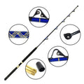 Stock Blue 5'6'' 30-130lb Boat Fishing Rods Heavy Duty Deep Sea Straight Butt Big Game Trolling Rod
