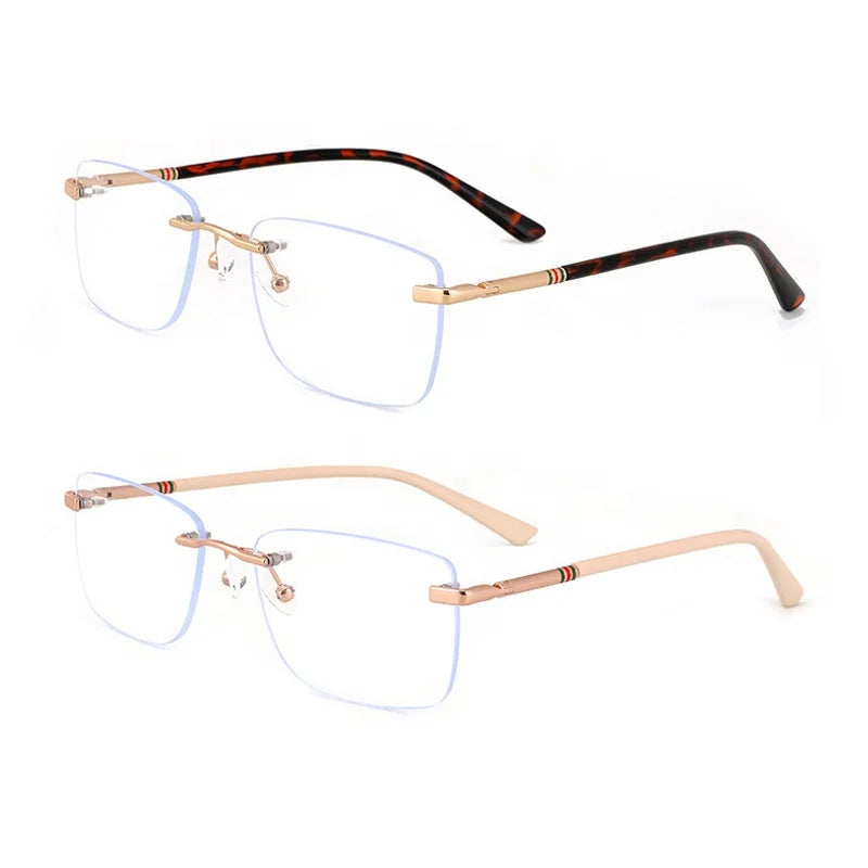 Wholesale Designer Rimless Trendy High Classic square Nickel Copper Rimless with Screw Installation Simple Optical Frame for Men