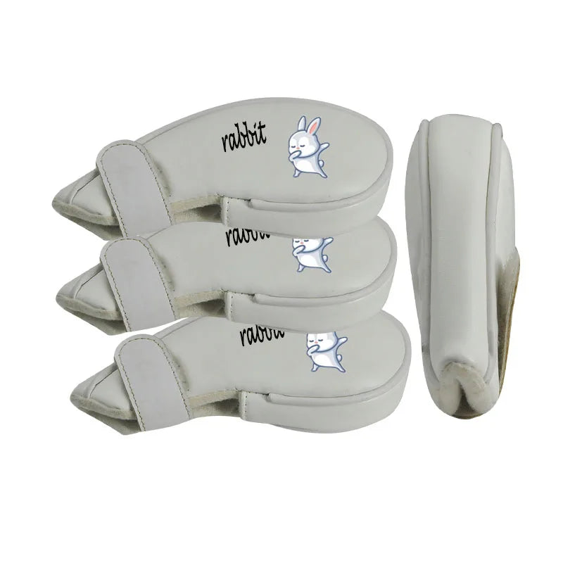 Premium White PU Leather Golf Iron Headcover Custom Rabbit logo Golf Iron Head Cover Hot Sale Cheap Price