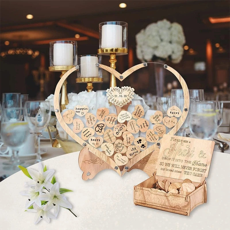 Acrylic Drop Top Frame Stand Sign Alternative Wedding Guestbook Set with Shadow Box for Funeral Wedding Decorations