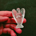 Huiying 1.5 Inch Lovely Figurines Gemstone Carving Clear Quartz Hand Carved Crystal Angel Crafts