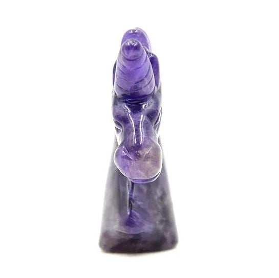 Huiying Hand carved natural 50*50*18mm amethyst crystal unicorn statue
