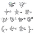 Trendy 10pcs/Set Zircon Ear Tragus Stud Piercing Earrings 316L Surgical Stainless Steel Daith Helix Cartilage Piercing for Women