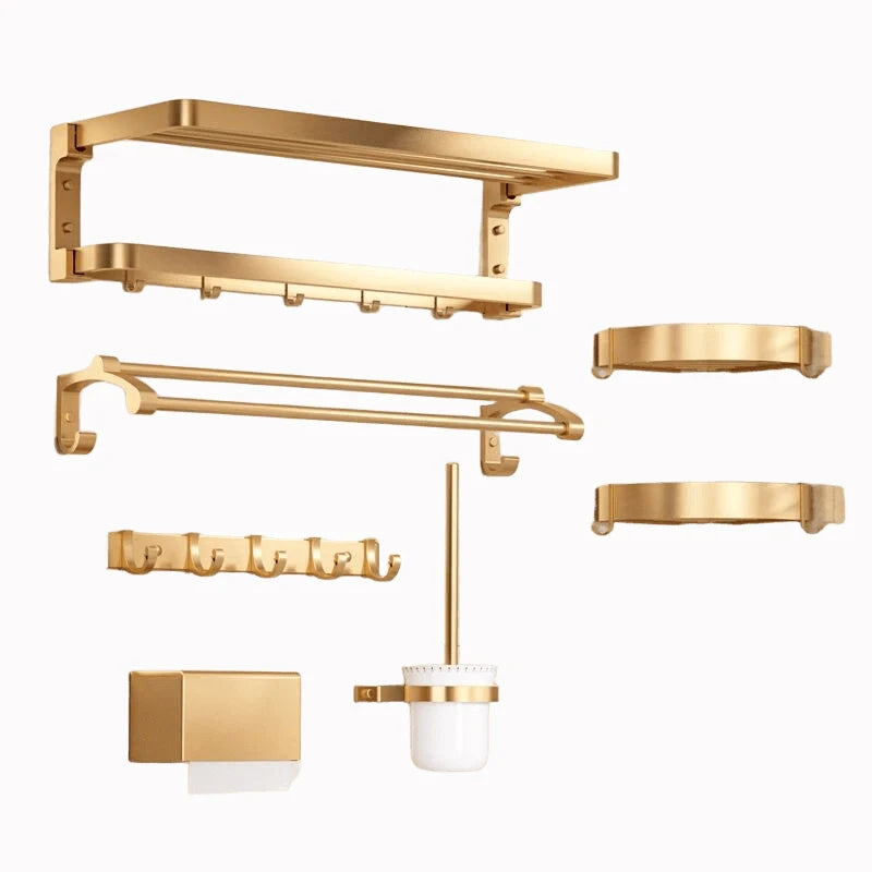 Bathroom Hardware Gold Shelves Accessories Set  Gold Towel Rack Shelf Bathroom Hardware Set Display