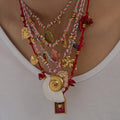 2025 Fashion Handmade Woven Cotton Rope Necklace Stainless Steel Charm Conch Shell Flower Pendant Necklace Jewelry