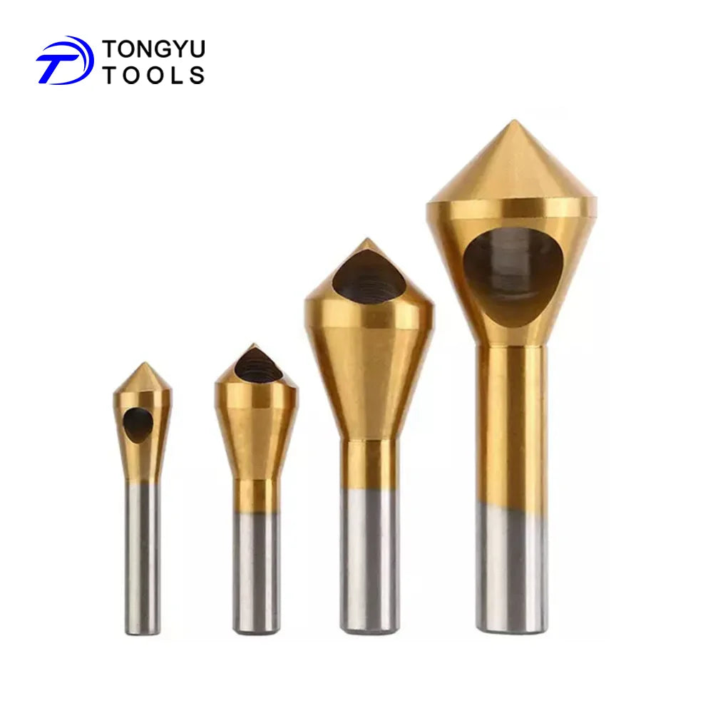 4Pcs Set 90 Degree 0 Flute HSS Slanting Hole Countersink Deburring Drill Bit for Counter Sink Drilling