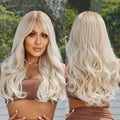 Curly Hair Big Wave Women's Wig Gradient Perky White with Bangs Artificial Hair Rose Web Matte Synthetic Fiber Wig