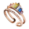 rainbow Ring Zircon Rings Women Princess Crown Women Finger Ring