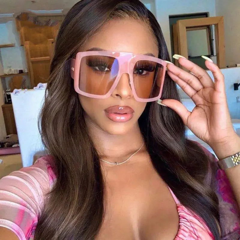 New Arrival Individuality Plastic Shades Eyewear Large Frame Colorful Sunglasses Women Outdoor Bigger Square Gradient Sunglasses