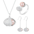 Jewellery Women Customized 925 Sterling Silver Wedding Shell Pearl Earring Necklace Pearl Jewelry Set for Women