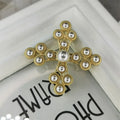 YHJ18112705 Fashion Court Style Gold Cross Brooches Women Pearls Brooch Jewelry