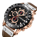 MEGIR 2081 Men Watch Fashion Sport Multifunction Chronograph Waterproof Genuine Leather Strap Mens Calendar Quartz Watches