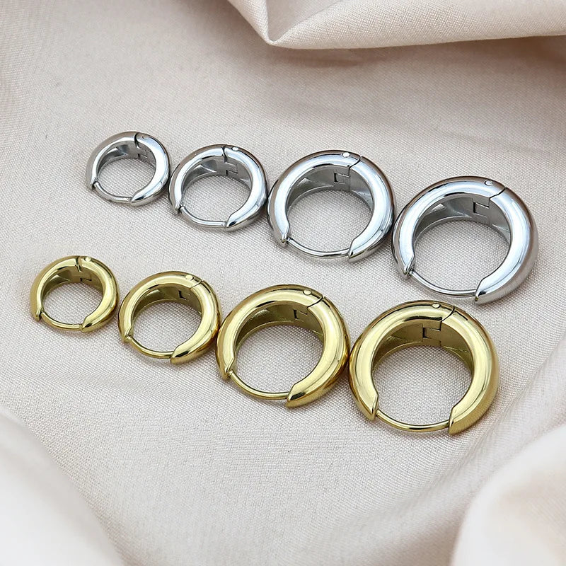 2026 European American High-End Stainless Steel Hoop Earrings Simple Stylish Basic Design Manufacturer Wholesale Jewelry