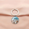 Hawaii Beach Shell Time Gemstone Keychain Metal Key Ring Car Bag Pendant Creative Small Gift