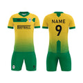 Sublimation Yellow Green Soccer Jersey Sets Full Set Soccer Uniform for Men's Practice Soccer Football Wear