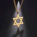 Vintage New Simple Judaism Star of David Pendants Necklace Stainless Steel Gold Plated Jewish Jewelry Gift for Women Men