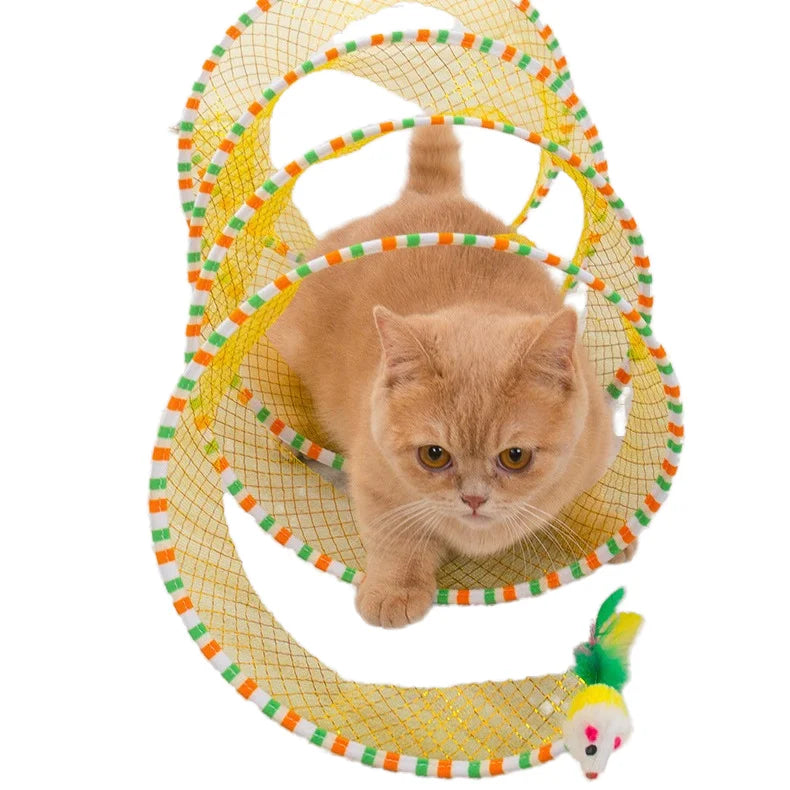 Funny Double-Head Interactive Cat Toy S Shape Collapsible cat Tunnel  Interactive Cat Teaser Toy for Indoor