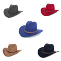 Fall and Winter Polyester  Felt Jazz Hat Metal Men Pirate Belt Cowboy Rolled Western Cowboy Hat