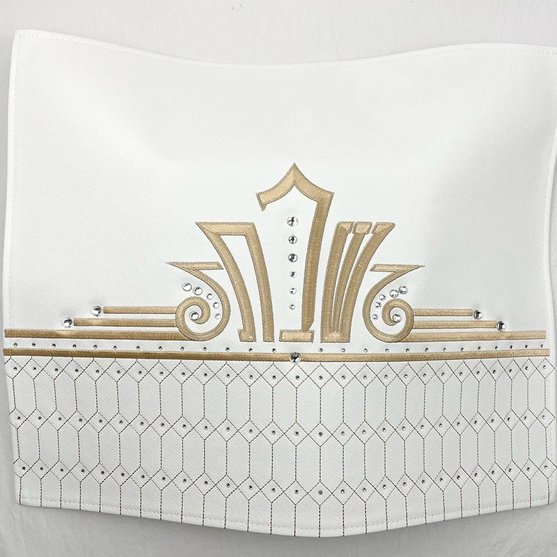 Stones PU Leather Challah Cover for Shabbat With the Words in Hebrew Embroidery
