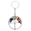 Tree of Life Natural Stone Keychain Crystal Quartz Gravel Quartz Gemstone Key Chain