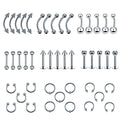 20Pcs/Set Body Jewelry Piercing Lot Stainless Steel Nose Lip Tongue Eyebrow Tragus Body Piercing Navel Belly Ring Barbells