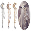 GT Fashion Moon Tassel Hair Pins Crystal Tassel Long Chain Beads Dangle Hairpin Hair Clip Hair