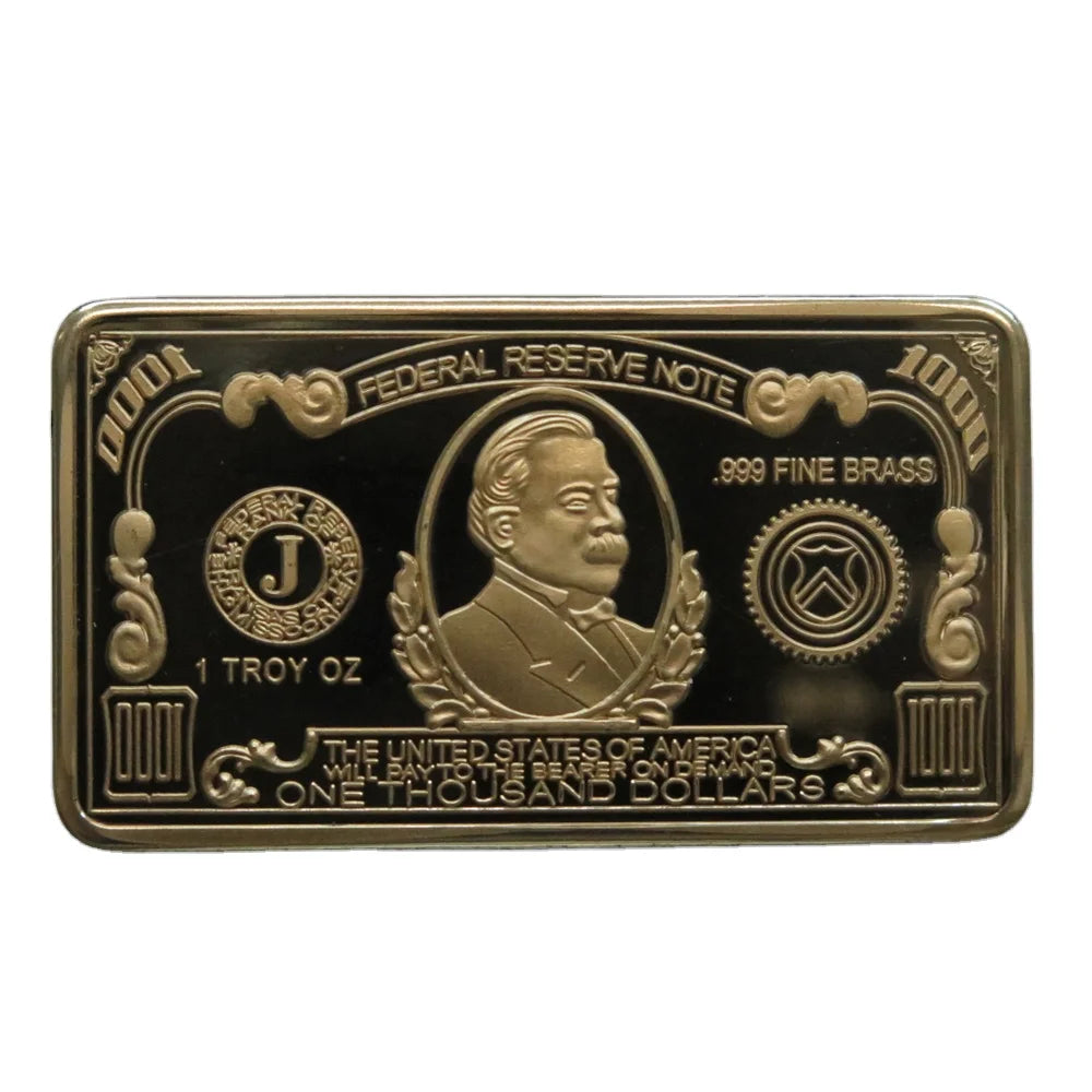 1 Oz $1000 Brass Usa Bill Cmcmint  Metal Commemorative Coins