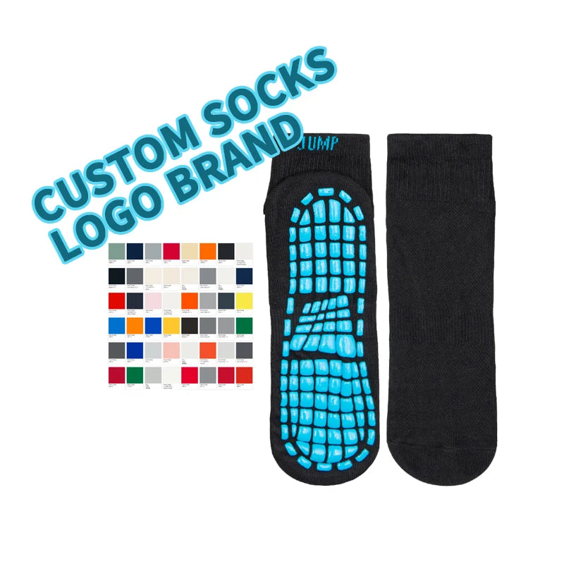 Customisable Anti-Slip Grippy Trampoline Ankle Grip Socks for Kids Women Knitted Indoor Playground Socks Custom Logo for Summer