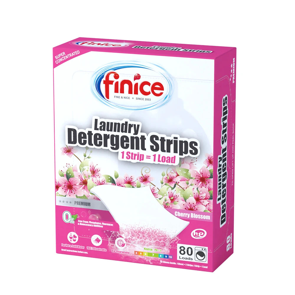 Premium Series Finice Detergent Laundry Strips Concentrated Natural Enzyme Disposable Lightweight Bathroom Fresh Scent Low Foam